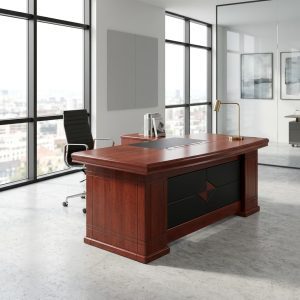 1.8M Executive Office Desk with premium mahogany finish and black detailing