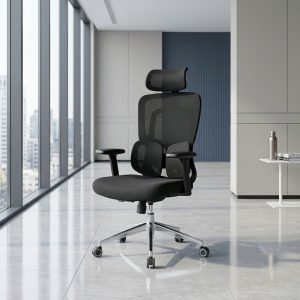 High Back Orthopedic Office Seat with headrest and dual lumbar support