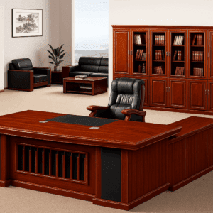 1.6M Executive L-Shaped Office Desk – Classic Mahogany Finish