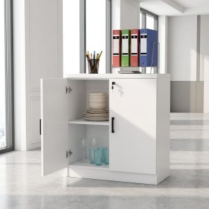 2-Door Wooden Executive Office Cabinet with lockable white doors