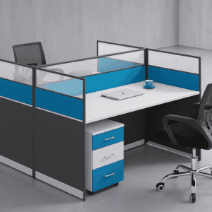 2-Way Modular Workstation – Contemporary Design with Frosted Glass Panels