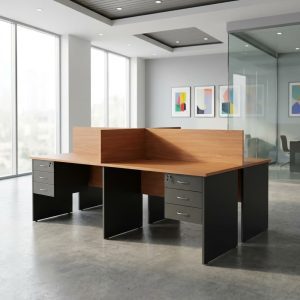 custom 4 way office workstation with drawers