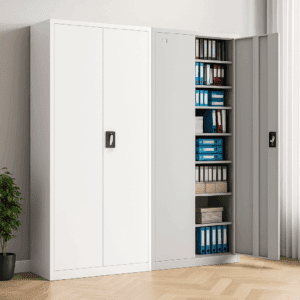 Tall 2-Door Metal Filing Cabinet – Lockable Storage with Adjustable Shelves