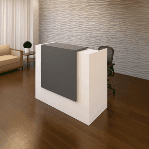 1.6m Modern Reception Desk – White & Grey Contemporary Design