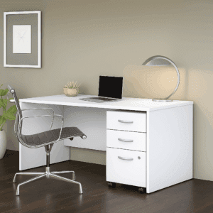 1.2m White Office Desk with Lockable Drawers – Sleek & Practical Design