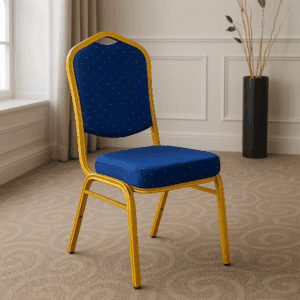 Royal Blue Banquet Chair with Gold Steel Frame