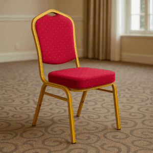 Premium Gold Frame Banquet Chair – Red Upholstery