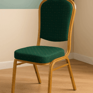 Banquet Chair – Gold Frame with Green Upholstery