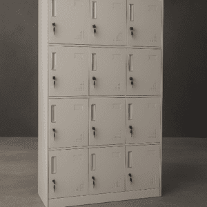 MetroSteel 12-Door Metal Locker Cabinet – Grey