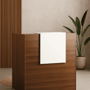 Modern Reception Desk – 1.4M Walnut Finish