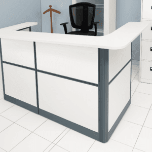 Modern L-Shaped Reception Desk – Two-Tone Finish
