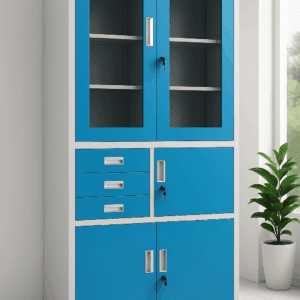 Multipurpose Steel Filing Cabinet – Blue & Grey