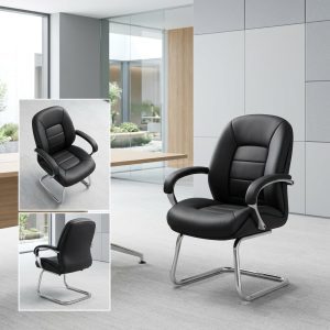 Executive Visitor Office Chair with padded black upholstery and chrome cantilever base