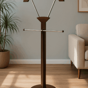 Modern Wooden Valet Stand with Metal Accents