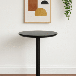 Round Black Pedestal Café Table