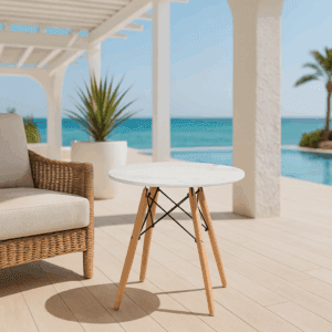 Modern Round Wooden Top Side Table