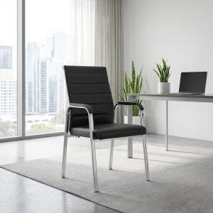 Visitors office chair with armrest and padded seat for office use