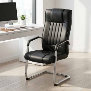 PU leather boardroom chair with metal sled base