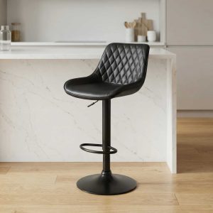 Adjustable High Counter Chair with chrome base and padded seat