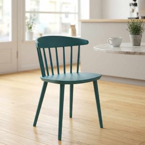 Plastic café bistro chair with Windsor design and curved backrest