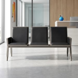 3 seater black waiting chair for office reception
