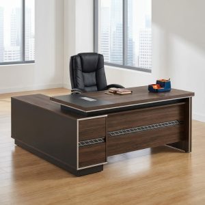 1.8m l shaped brown office desk with storage