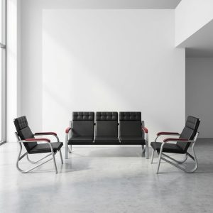 reception waiting chair set with 3 seater and 2 visitor chairs