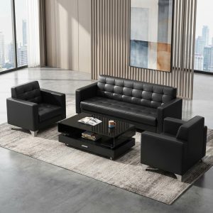 5 seater office sofa set with coffee table black