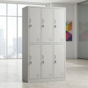 6 door metal locker cabinet grey lockable storage