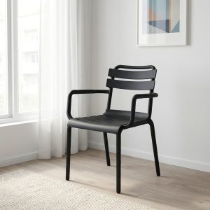 outdoor arm chair black plastic modern patio chair with armrests