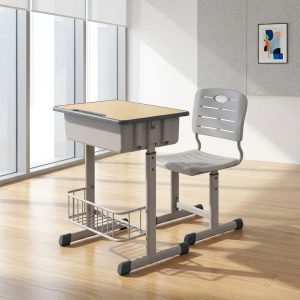 adjustable student desk chair set with storage basket study table