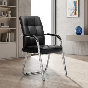 chrome frame visitor chair leather office guest chair