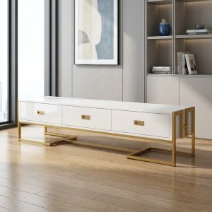 modern tv console cabinet with drawers gold frame