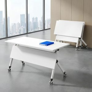 foldable training table with wheels and flip top