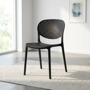 modern perforated plastic dining chair black