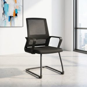 mesh visitor chair cantilever office black