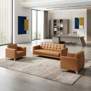 5 seater executive brown sofa set with armchairs