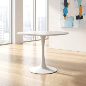 modern white round pedestal table for office or dining