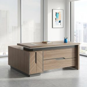 executive manager desk 1600mm with wood finish and storage cabinet