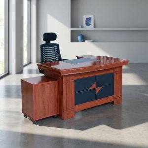 1.4m mahogany executive desk with side return and pedestal