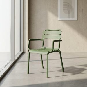 Green outdoor plastic arm chair