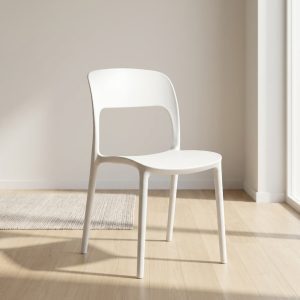 Modern white plastic dining chair