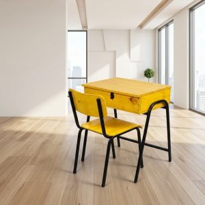 Student Locker and Chair Set with lift-up storage desk and matching wooden chair