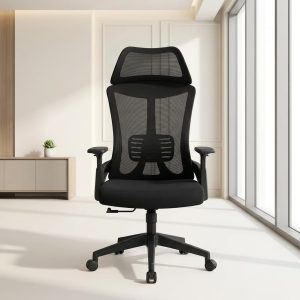 Ergonomic Secretarial Chair with mesh back and fixed headrest