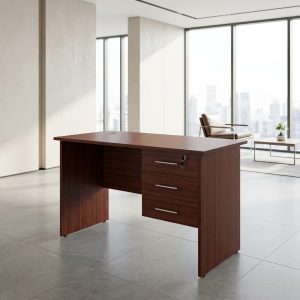 0.9M Etimo Office Desk with three-drawer pedestal and lockable drawer