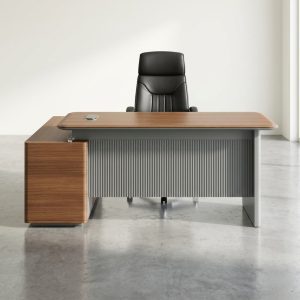 Executive Workspace Desk 1600mm with side storage cabinet and cable management