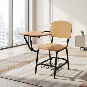 Student Chair with Writing Tablet and under-seat book basket