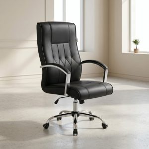 Executive swivel boardroom seat with high back and five-star base
