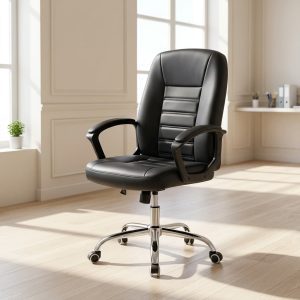 Regal Executive Office Chair with padded high back, fixed armrests and polished five-star base