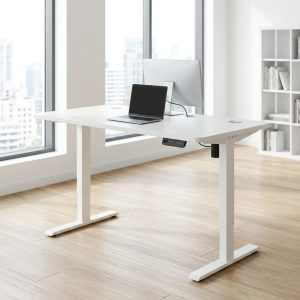 1.2M Electric Work Desk in white with height adjustable frame